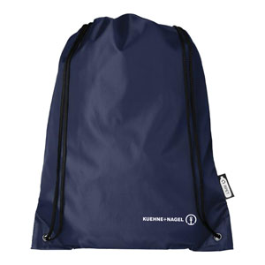 Oriole RPET Drawstring Backpack - Durable bag made of 100% recycled, post-consumer plastic which contributes to the reduction of plastic waste.