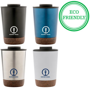 GRS RPP Stainless Steel Cork Coffee Tumbler - Start your day with your favourite beverage in this double wall coffee mug with recycled plastic inner and unique cork detail. 